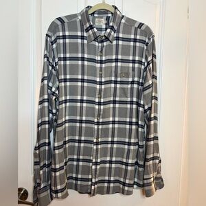 EUC Faherty Gray and White Plaid soft cotton blend Button Down Shirt size XL